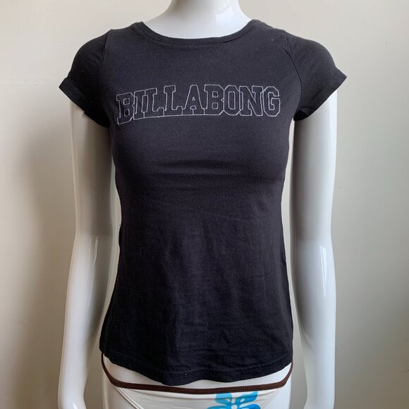 billabong surf black & cream stitched logo t-shirt - Picture 1 of 3